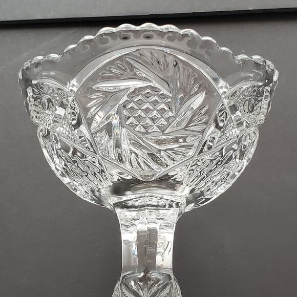 Vtg Imperial Nucut Pinwheel Compote Candy Dish MCM Elegant Cut Glass Decorative - Picture 10 of 16